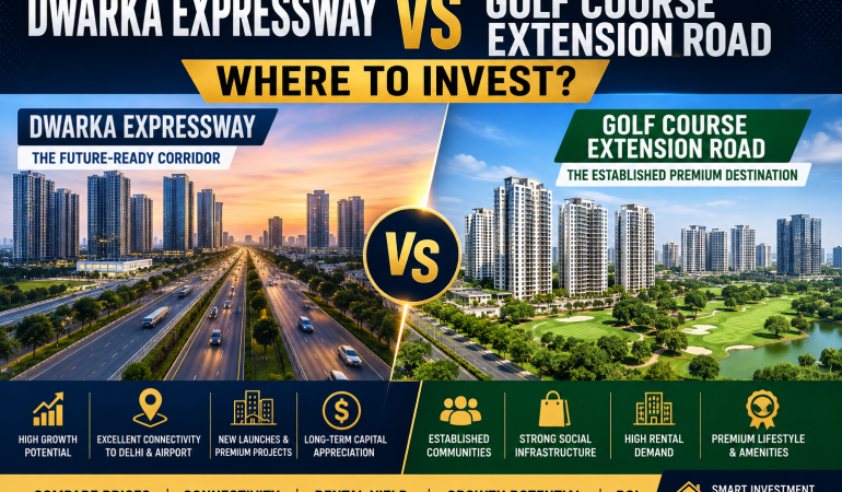 Dwarka Expressway vs Golf Course Extension Road investment comparison